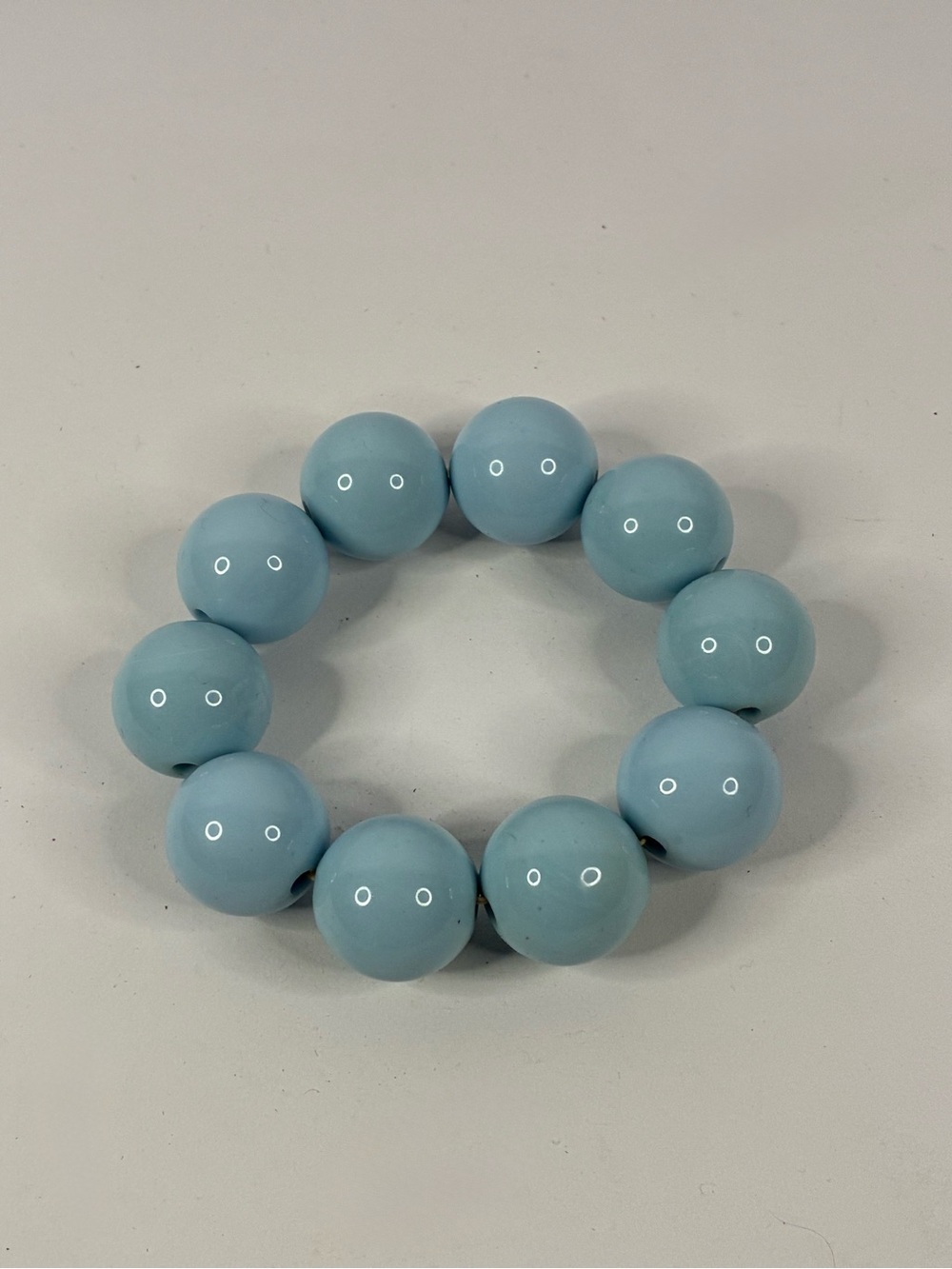 Chunky Round Bead Stretch Bracelet - Light Blue
